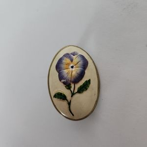 Oval Floral Relief Brooch